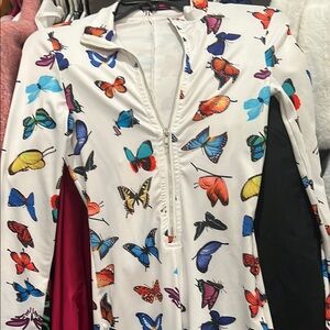 Colorful Butterfly Print Zip-Up Dress